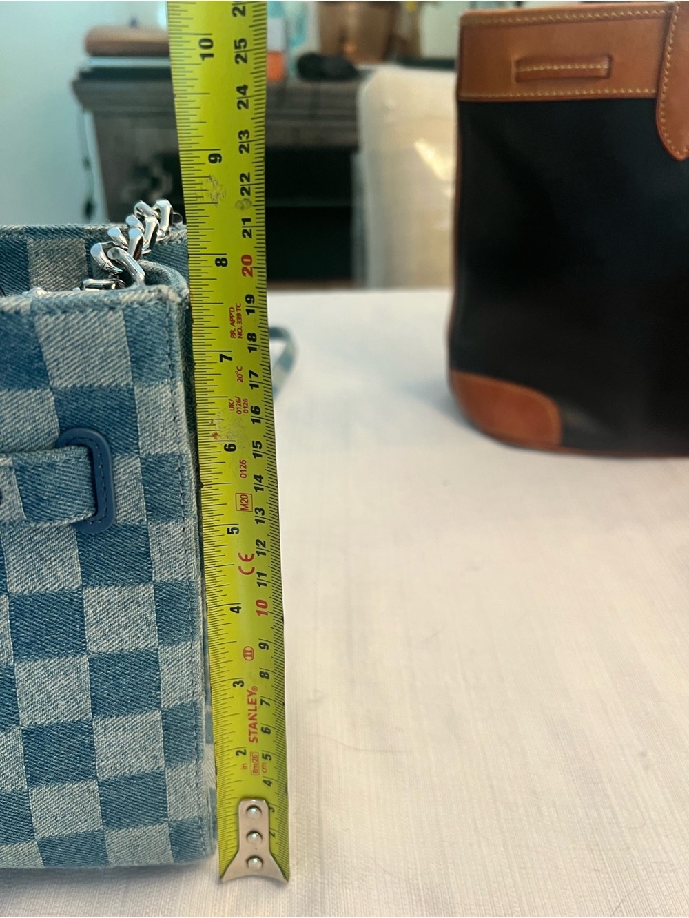 Rebecca Minkoff Light and Medium Blue Checker Denim Satchel - Picture 11 of 11